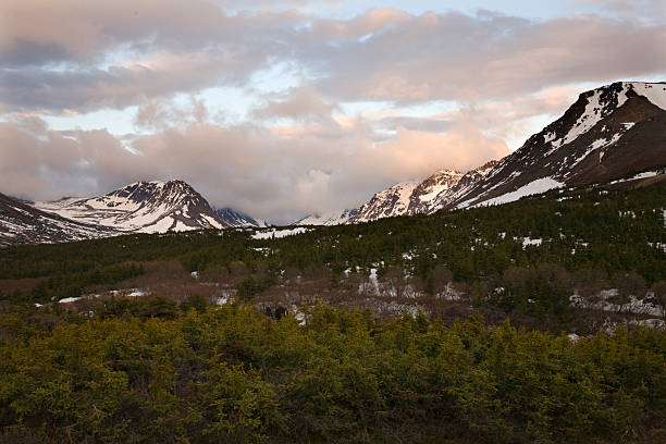 hiking flattop mountain o zachodzie słońca anchorage alaska - flattop mountain zdjęcia i obrazy z banku zdjęć