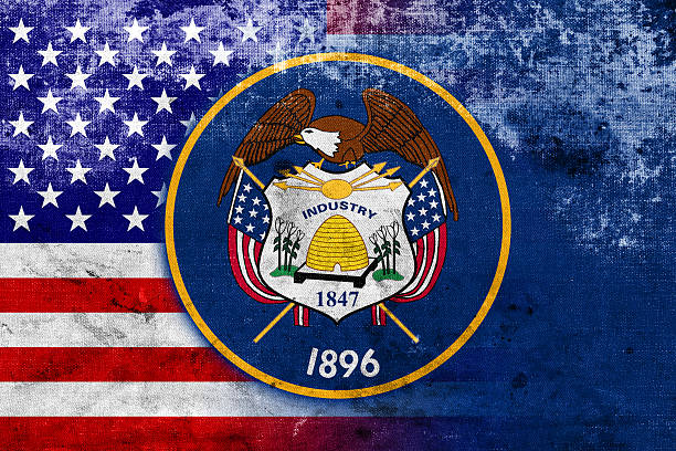 istock Grunge USA and Utah State Flag 519052085