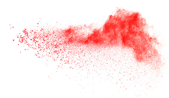 Red Exploding Powder Red Powder Explosion Isolated On White Stock Photo - Download Image Now ...
