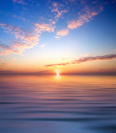 Sea and sky during sundown. Beautiful natural seascape