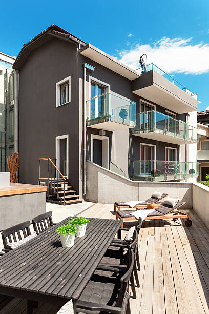 istock Nice terrace of modern house 519080359