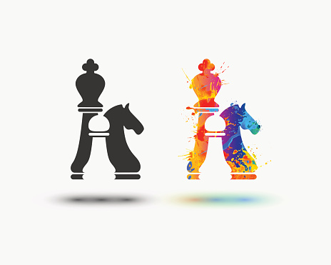 chess icon. Vector watercolor splash paint icon