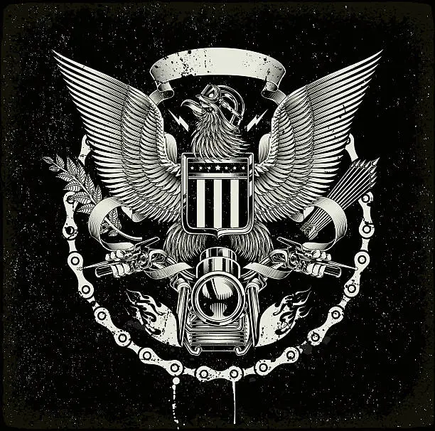 Vector illustration of american coat of arms - Biker eagle