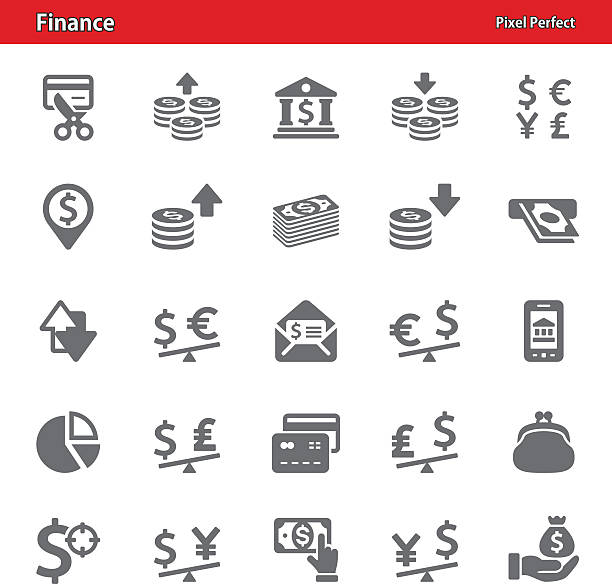 finanse ikony-zestaw 1 - bank symbol computer icon european union euro note stock illustrations