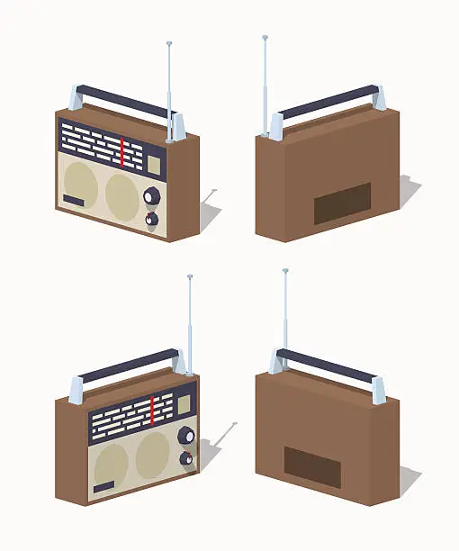 Vector illustration of Low poly retro radio set