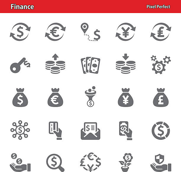 재무 아이콘-세트 2 - money bag symbol check banking stock illustrations