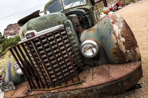 Nelson, United States - June 10, 2015: Old rusty truck in Nelson Nevada ghost town on June 10 ,2015