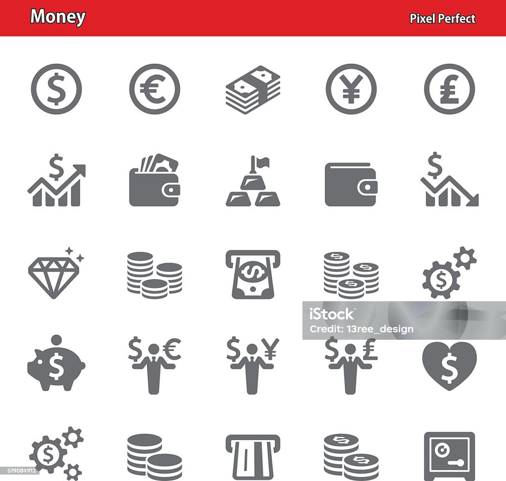 Geld Icons-Set 2 - Lizenzfrei Währung Vektorgrafik