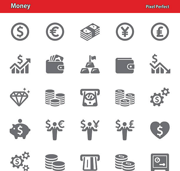 geld icons-set 2 - herzform grafiken stock-grafiken, -clipart, -cartoons und -symbole