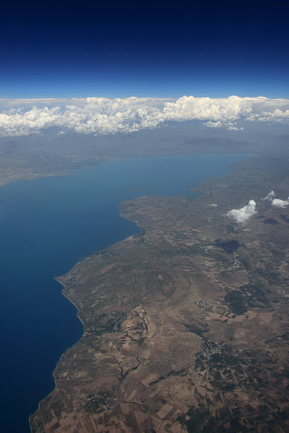 istock Looking through window aircraft, flying over Iraq.  View from ai 519085538