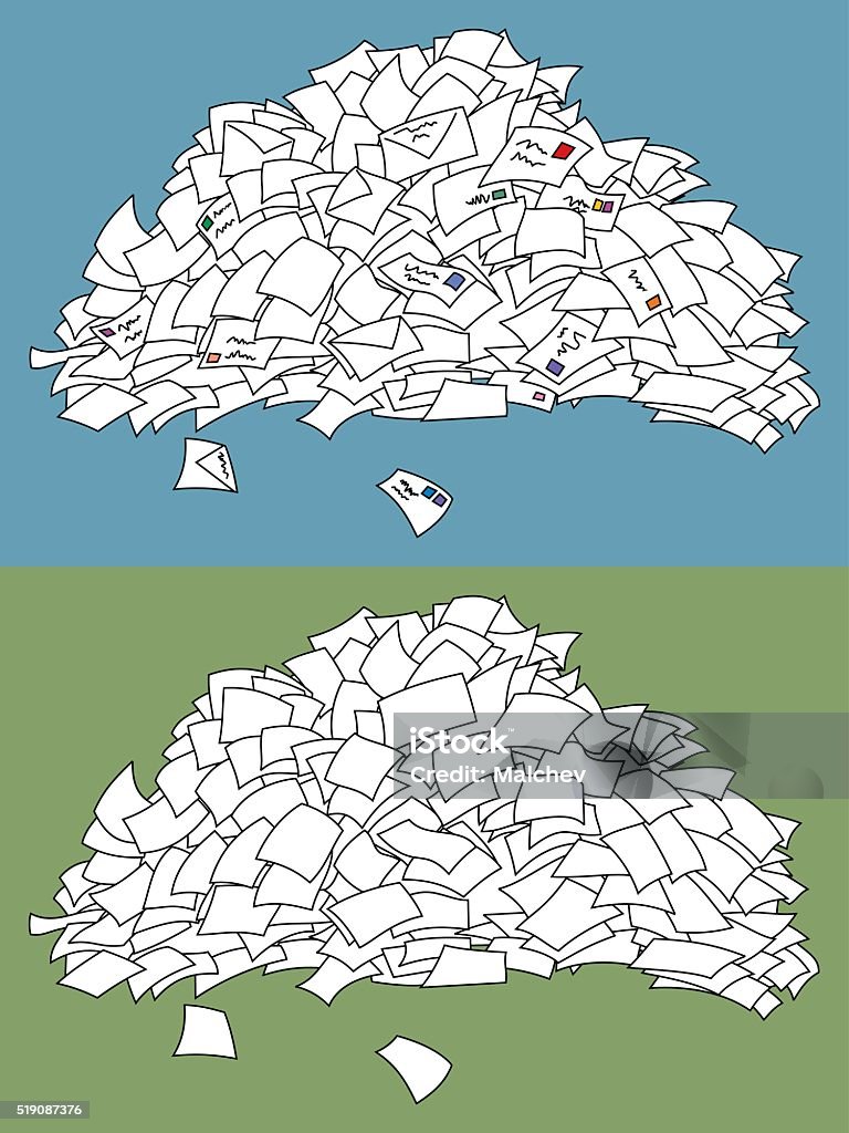 Letter Pile Pile of letters. Below it is another pile of sheets. Stack stock vector