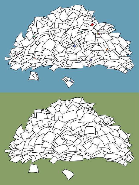 Letter Pile Pile of letters. Below it is another pile of sheets. stack of papers stock illustrations