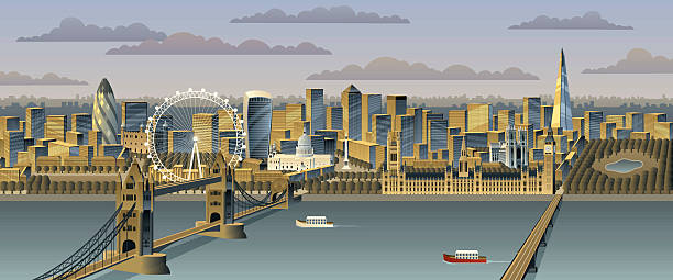 лондон - london england urban scene 30 st mary axe city stock illustrations