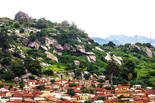 Typical West African town on rocky hills.