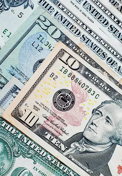 Photo of US. dollar bills background