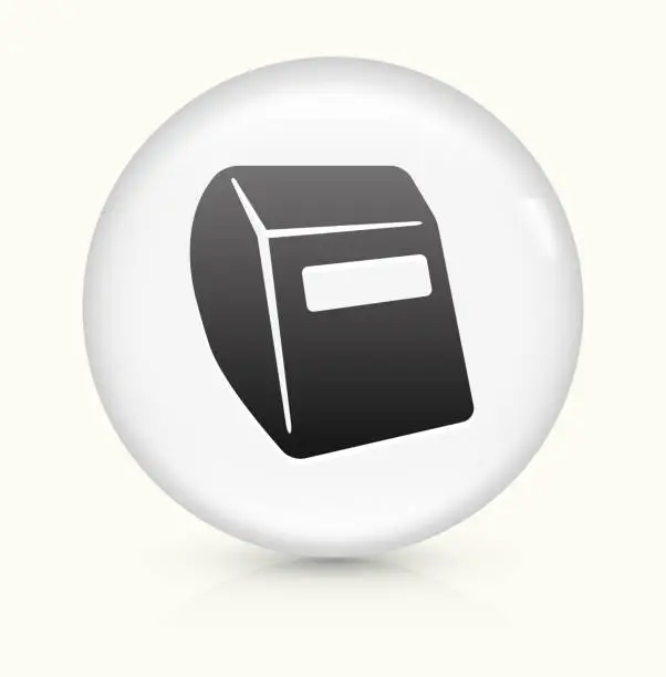 Vector illustration of Soldering Helmet icon on white round vector button