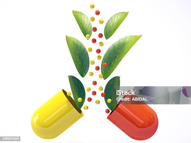 Capsules With Green Leaves Stock Photo - Download Image Now - Alternative Medicine, Alternative Therapy, Capsule - Medicine