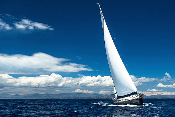 istock Sailing at ocean. Romantic trip luxury yacht. 519092539