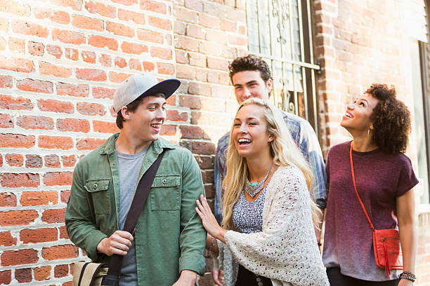 istock Group of friends in city 519095255