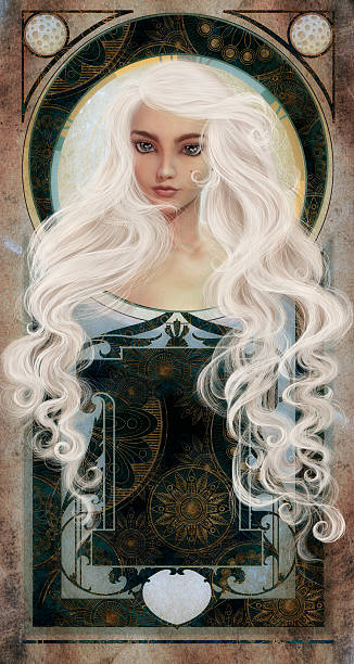 istock White haired beauty over art novo background 519095807