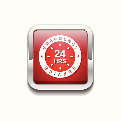 24 Hours Emergeny Servie Red Vector Icon