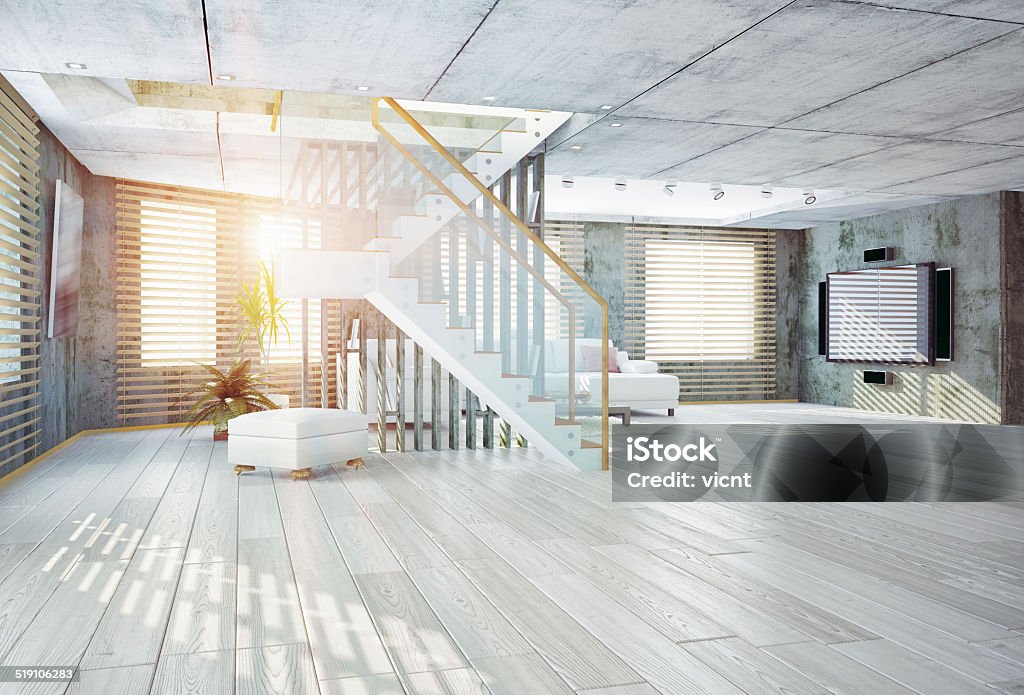loft  interior Modern loft  interior. Contemporary design concept 3d Flooring Stock Photo