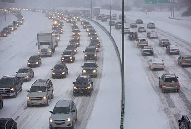 istock Winter Traffic Jam on Highway During a Midwest Snowstorm. 519107399