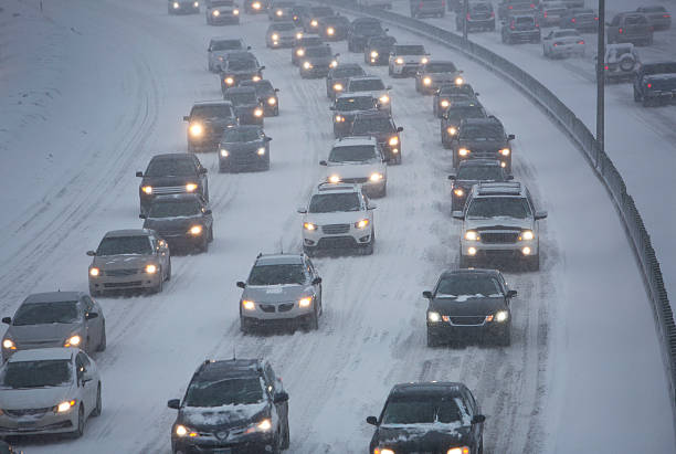 istock Traffic Jam on Highway During a Midwest Snowstorm. 519107411