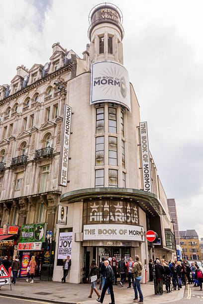 Prince of Wales Theatre - London London, England - April 23, 2014: The Prince of Wales Theatre on Coventry Street, London. The theatre is currently the home of the success musical The Book of Mormon which opened in London in spring 2013. soho billboard stock pictures, royalty-free photos & images