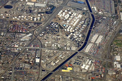 oil refinery general aerial view in california