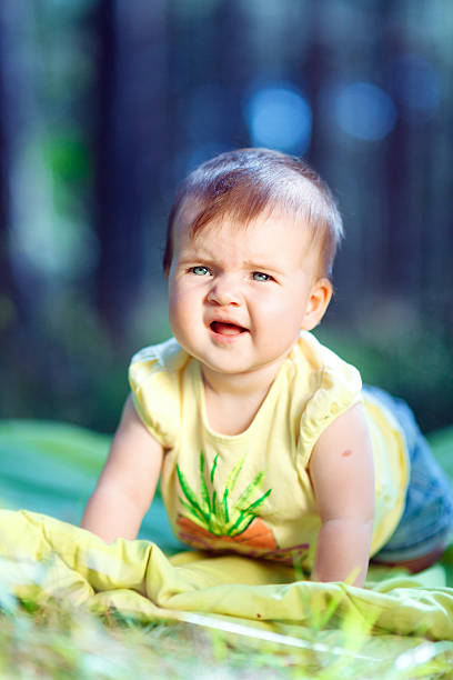 cute bebê na floresta - new life one baby girl only beginnings babies only imagens e fotografias de stock