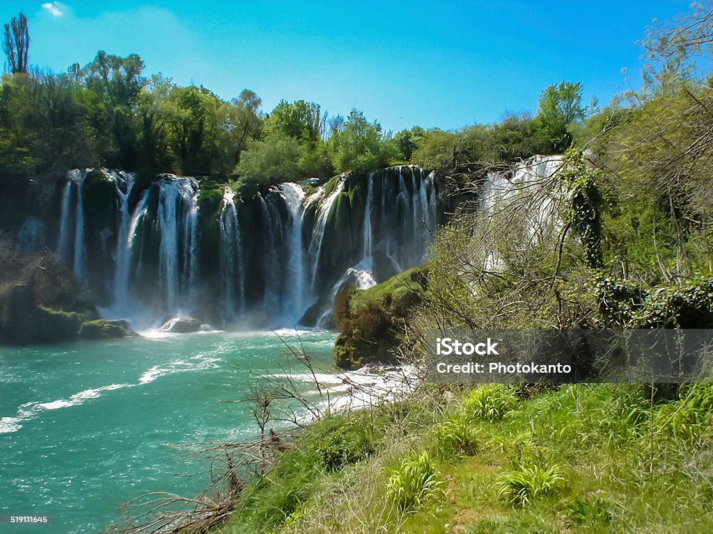 Waterfalls Waterfalls on the Trezibat river in Bosnia and Herzegovina Blue Stock Photo