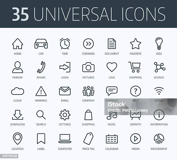 Set Of Universal Thin Line Icons For Print Or Web-vektorgrafik och fler bilder på Inloggning - Inloggning, Ikon, Symbol