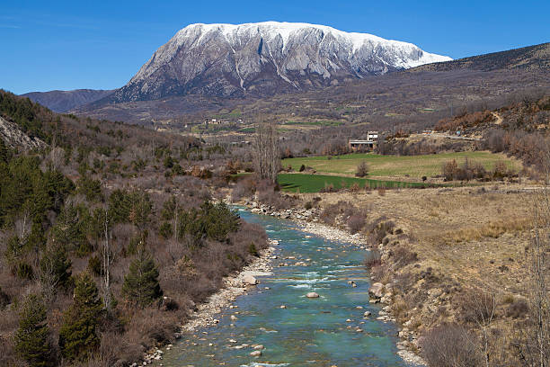 Mount Turbon and the Isabena River in the Aragonese Pyrenees, Spain.