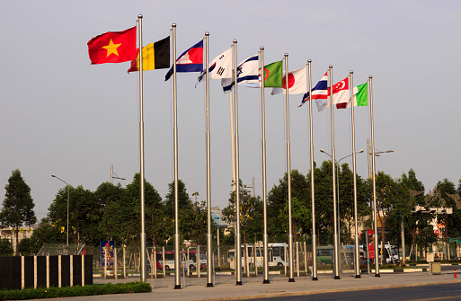 National flags of Vietnam and other countries