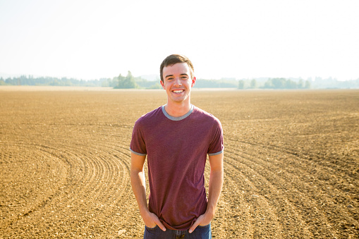 Portrait of a young man who is a high school senior in Oregon.