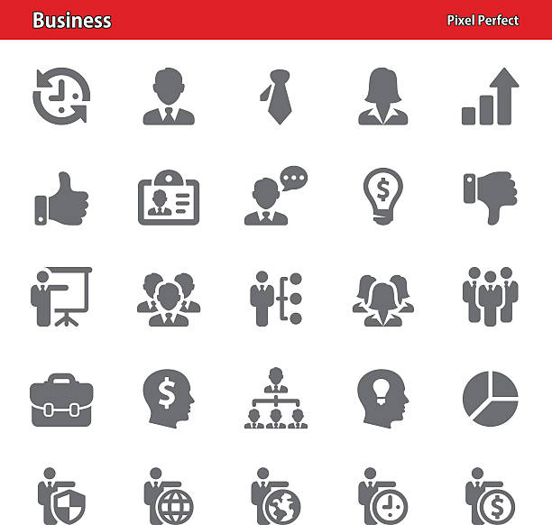 Business Icons - Set 3 Professional, pixel perfect icons depicting various business concepts (optimized for both large and small resolutions). woman necktie stock illustrations