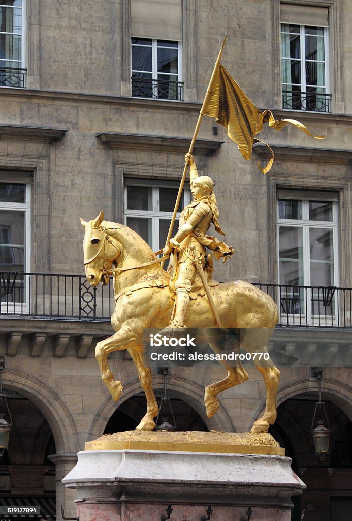 Saint Joan of Arc in Paris Golden statue of Saint Joan of Arc in Paris, France St. Joan Of Arc Stock Photo