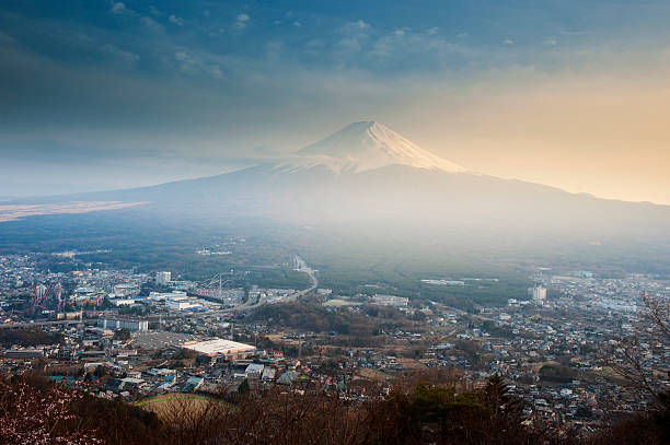 istock Beautiful Fuji Mountain with city front view, Japan 519129257