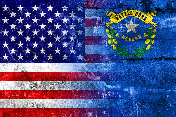 istock USA and Nevada State Flag painted on grunge wall 519129813