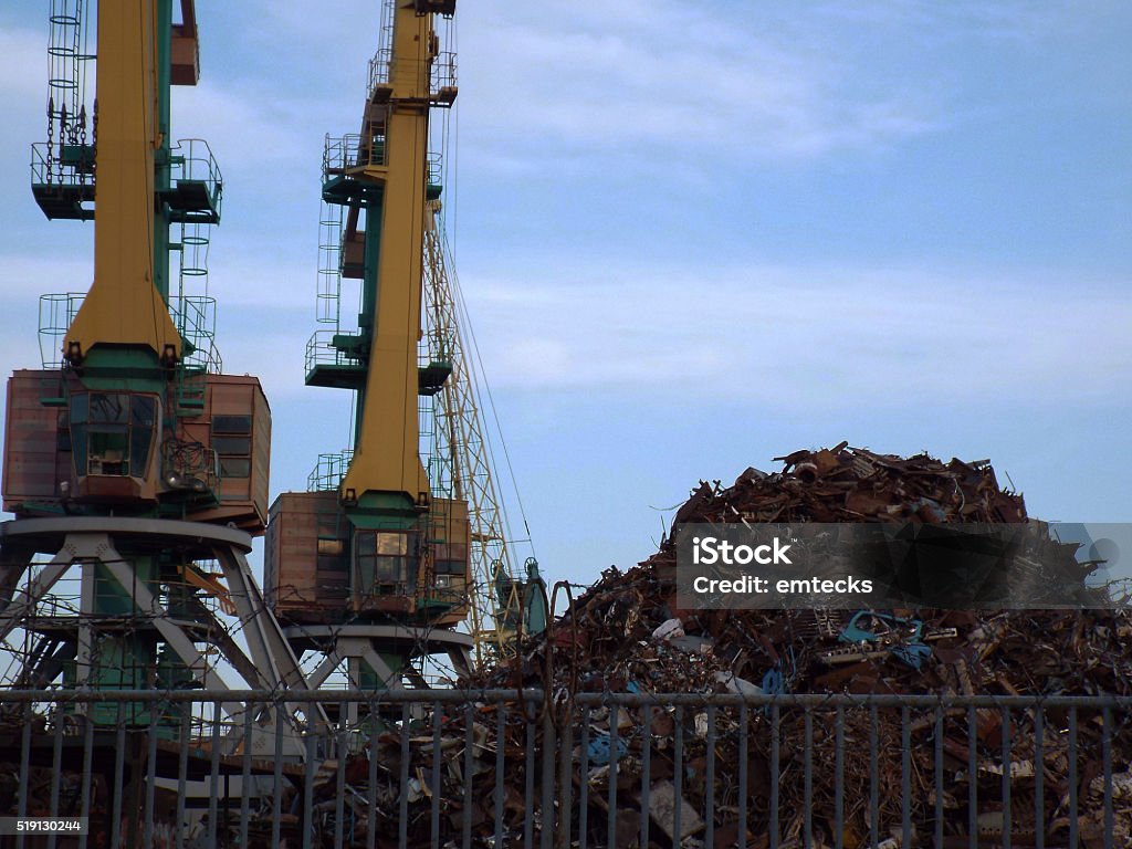 Junk yard A junk yard for old ship parts Air Pollution Stock Photo