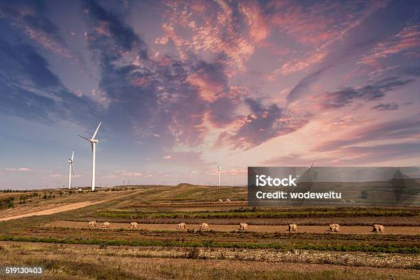 Road Running Through The Windmill Fields Stock Photo - Download Image Now - Agricultural Field, Asphalt, Backgrounds