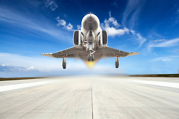 istock military airplane take off on airport 519130444