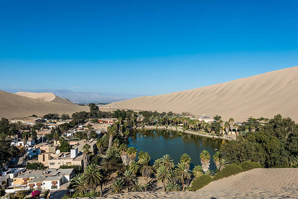 Huacachina lagoon in the peruvian coast at Ica Peru