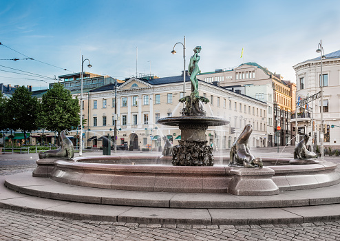 Helsinki, Finland - July 11, 2014: Havis Amanda Statue on Helsinki Market Square