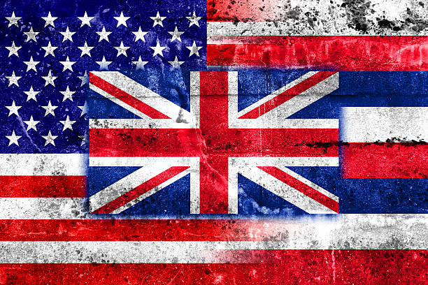 istock USA and Hawaii State Flag painted on grunge wall 519131725