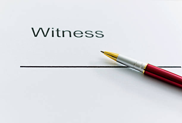 Witness contract form Detail of a witness contract form with pen. witness signature stock pictures, royalty-free photos & images