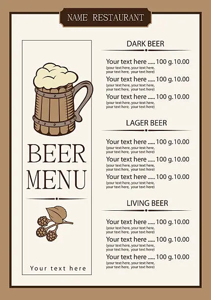 Vector illustration of menu for a pub
