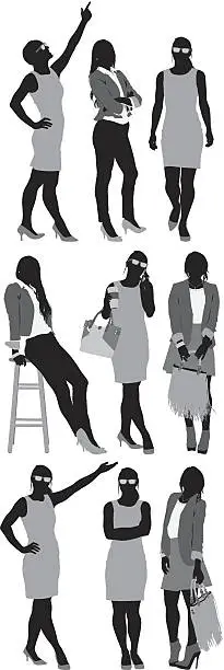 Vector illustration of Various actions of businesswomen