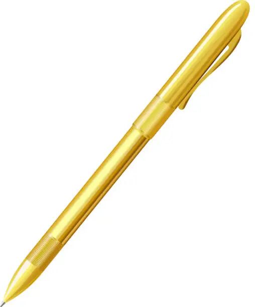 Vector illustration of Yellow pen on a white background. Isolate.